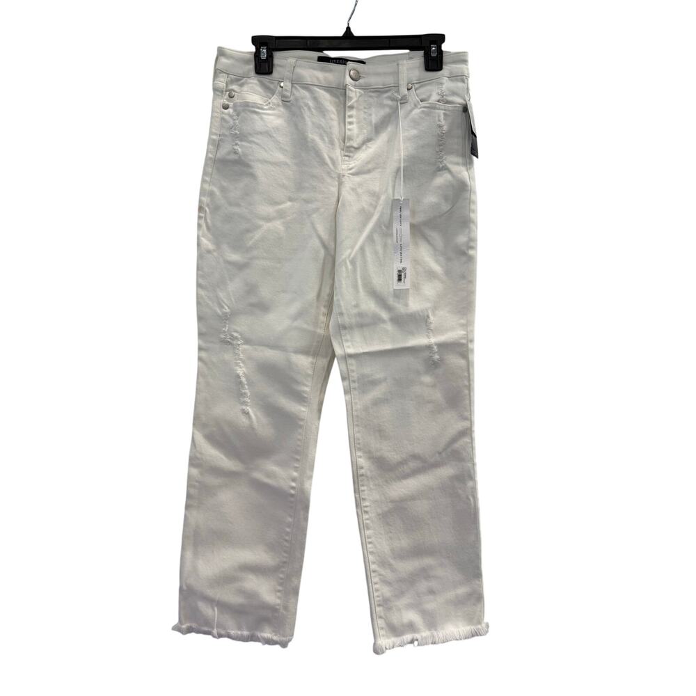 NWT Liverpool Crop Straight Jean Pants Raw Hem Sz 6
